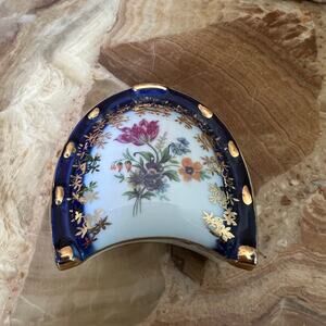 Floral Handpainted Horseshoe Shape Trinket Box